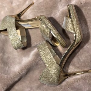 Jimmy Choo Gold strappy Alana heels NWT